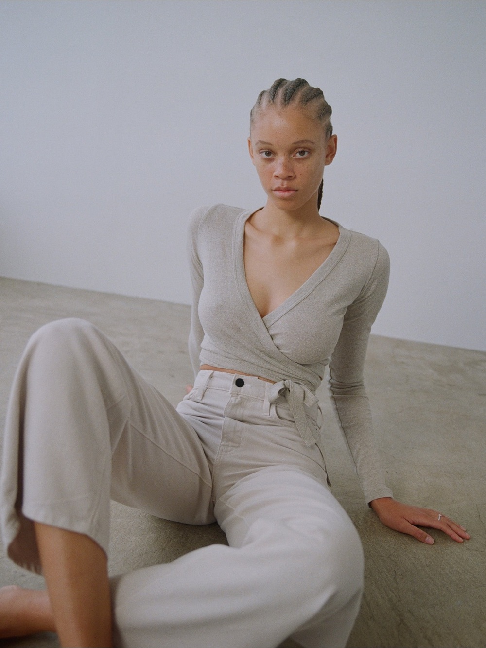 Ozma of California Silk Wrap Top in Heather Grey - Medium